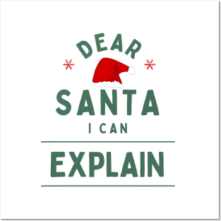 Dear Santa, I Can Explain Modern White Typography Funny Christmas Quote Posters and Art